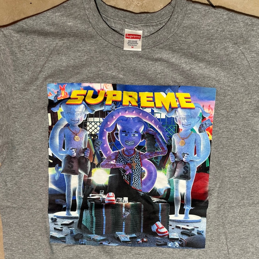 Supreme Richest Tee Heather Grey - Size Medium M Fall / Winter 2021 21FW